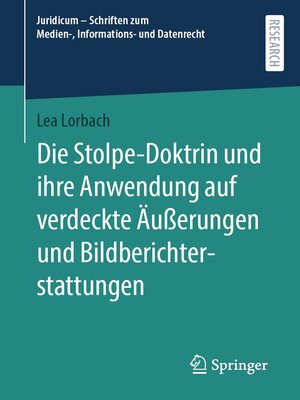 cover image of Die Stolpe-Doktrin und ihre Anwendung auf verdeckte Äußerungen und Bildberichterstattungen